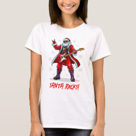 Santa Rocks! Funny Santa Claus spielt Gitarre T-Shirt