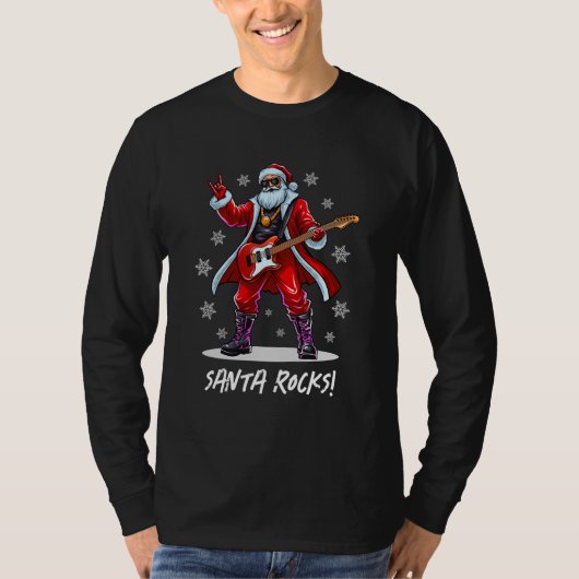 Santa Rocks! Funny Santa Claus spielt Gitarre T-Shirt (Vorderseite)