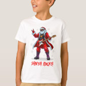 Santa Rocks! Funny Santa Claus spielt Gitarre T-Shirt (Vorderseite)