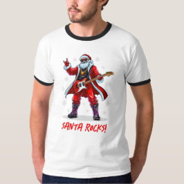 Santa Rocks! Funny Santa Claus spielt Gitarre T-Shirt