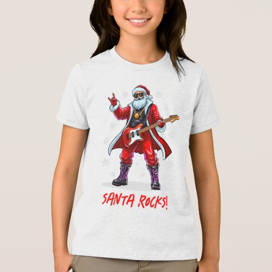 Santa Rocks! Funny Santa Claus spielt Gitarre Tri-Blend Shirt (Vorderseite)