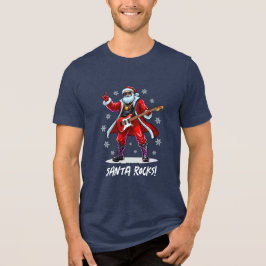 Santa Rocks! Funny Santa Claus spielt Gitarre Tri-Blend Shirt