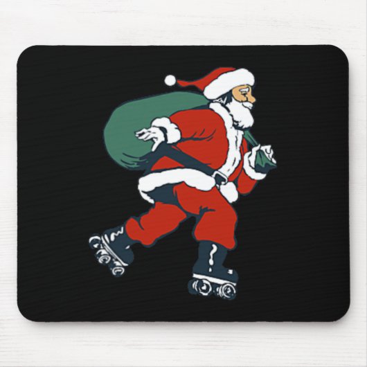 Santa Roller Skating Spaß Weihnachten Skater Kinde Mousepad (Vorne)
