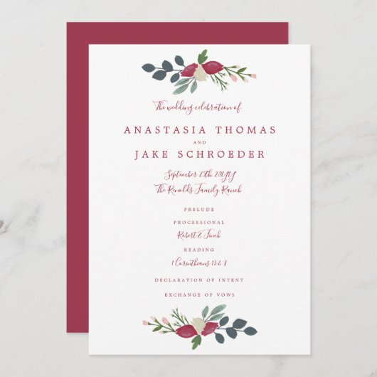 Santa Rosa Hochzeitsprogramm Programm (Vorne/Hinten)