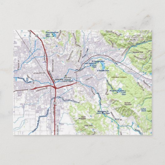 Santa Rosa, Kalifornien Karte (Vorderseite)