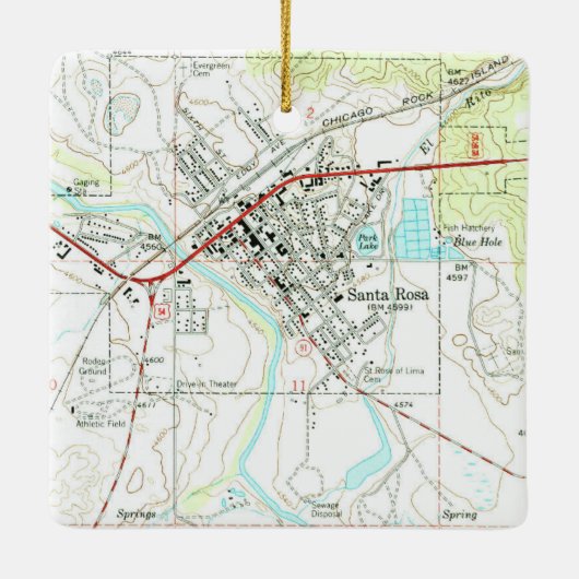 Santa Rosa NM Vintag Topo Keramikornament (Rückseite)