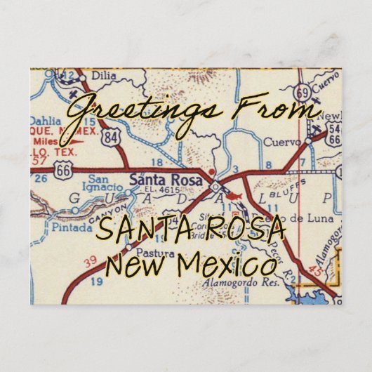 Santa Rosa NM Vintage Karte (Vorderseite)