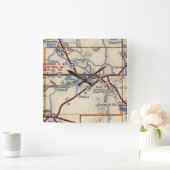 Santa Rosa NM Vintage Karte Quadratische Wanduhr (Zuhause)