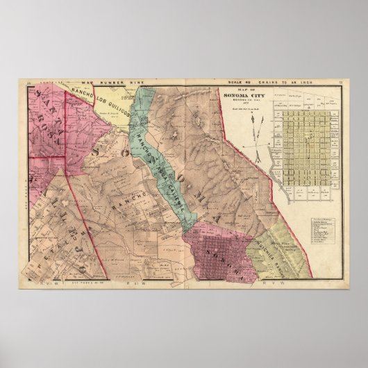Santa Rosa, Vallejo und Sonoma Townships Poster (Vorne)
