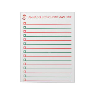 Santa Rot und Grüne Weihnachtsliste Persönlich Notizblock