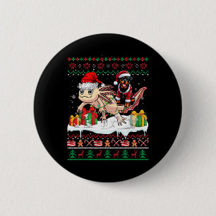 Santa Rottweiler Riding Axolotl Weihnachtssüßer Button