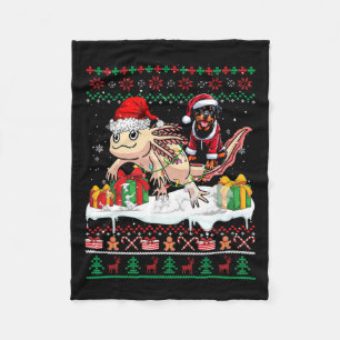 Santa Rottweiler Riding Axolotl Weihnachtssüßer Fleecedecke