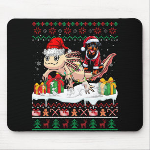 Santa Rottweiler Riding Axolotl Weihnachtssüßer Mousepad