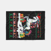 Santa Rottweiler Riding Einhorn Weihnachtskraut Fleecedecke (Vorderseite (Horizontal))
