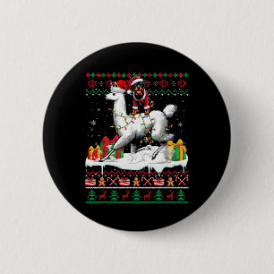 Santa Rottweiler Riding Llama Weihnachtskraut Lo Button