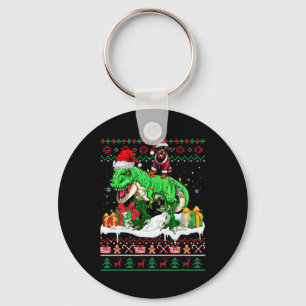 Santa Rottweiler Riding T-rex Weihnachtssüßer Lo Schlüsselanhänger