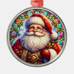Santa Round Ornament Aus Metall