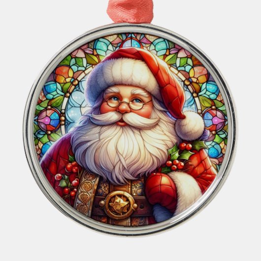 Santa Round Ornament Aus Metall (Vorne)