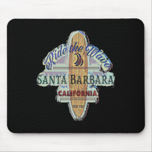 Santa Rra Surfen Distressed Vintage Retro Surfbret Mousepad