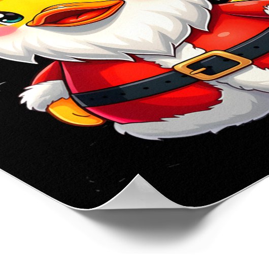 Santa Rubber Duck Niedlicher Weihnachtsfeiertag Poster (Ecke)