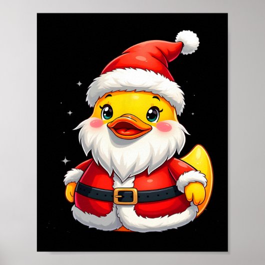 Santa Rubber Duck Niedlicher Weihnachtsfeiertag Poster (Vorne)