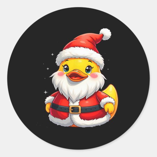 Santa Rubber Duck Niedlicher Weihnachtsfeiertag Runder Aufkleber (Vorderseite)