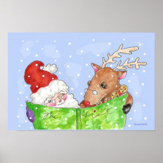 Santa, Rudolf und der Liste Poster