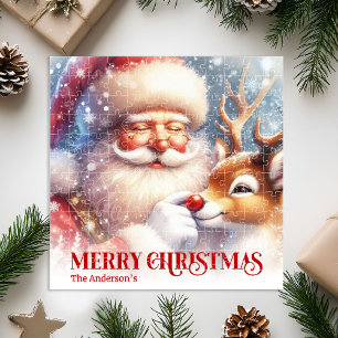 Santa Rudolph Benutzerdefiniertes Weihnachtsrätsel Puzzle