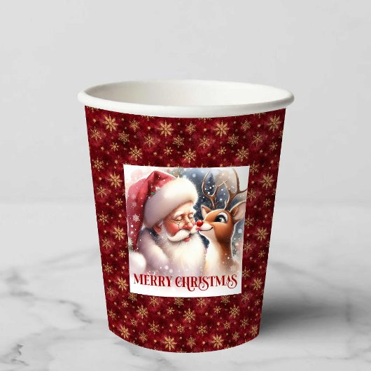Santa Rudolph Cartoon Style Christmas Party Cups Pappbecher
