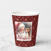 Santa Rudolph Cartoon Style Christmas Party Cups Pappbecher (Vorderseite)