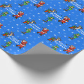 Santa Rudolph Elf Golf Wrapping Paper Geschenkpapier (Ecke)