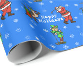 Santa Rudolph Elf Golf Wrapping Paper Geschenkpapier (Rolleneckpunkt)