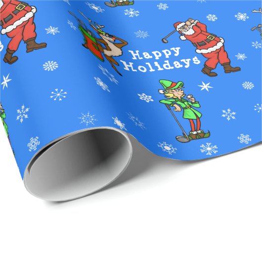 Santa Rudolph Elf Golf Wrapping Paper Geschenkpapier (Rolleneckpunkt)