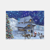 Santa Rudolph Elf mit Schlitten Fleecedecke (Vorderseite (Horizontal))