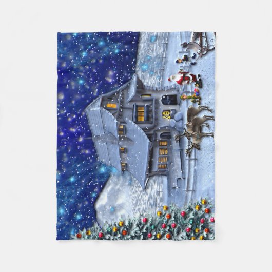 Santa Rudolph Elf mit Schlitten Fleecedecke (Vorderseite)