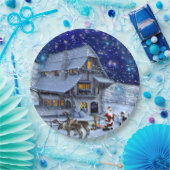 Santa Rudolph Elf mit Schlitten Pappteller (Party)