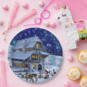 Santa Rudolph Elf mit Schlitten Pappteller (Party)