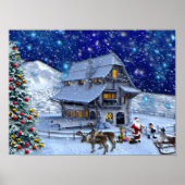 Santa Rudolph Elf mit Schlitten Poster (Vorne)