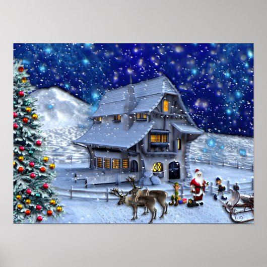 Santa Rudolph Elf mit Schlitten Poster (Vorne)