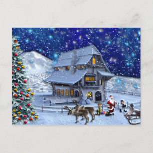 Santa Rudolph Elf mit Schlitten Postkarte