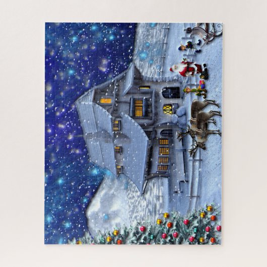 Santa Rudolph Elf mit Schlitten Puzzle (Vertikal)