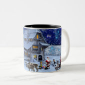Santa Rudolph Elf mit Schlitten Zweifarbige Tasse (VorderseiteRechts)