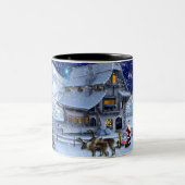 Santa Rudolph Elf mit Schlitten Zweifarbige Tasse (Mittel)