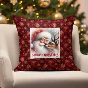 Santa Rudolph Fröhliche Weihnachts-Kissen Festlich Kissen
