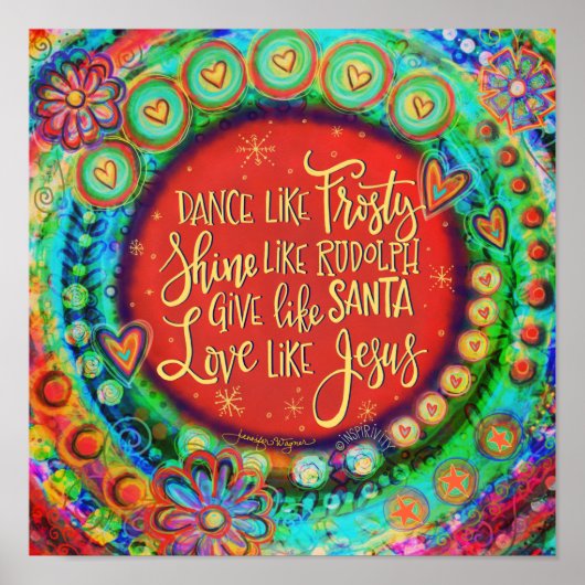 Santa Rudolph Frosty Jesus Weihnachtsinspirivität Poster (Vorne)