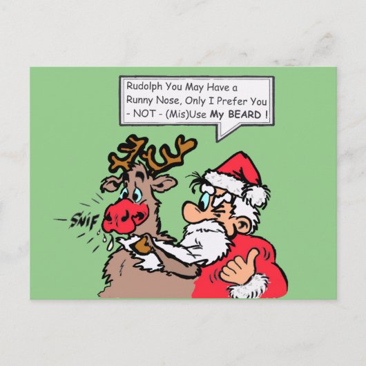 Santa & Rudolph Funny Cartoon Cust. Postkarte (Vorderseite)