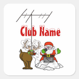 Santa & Rudolph Ham Radio Name Tags Stickers