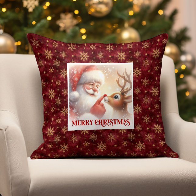 Santa Rudolph Holiday Pillow Christmas Cozy Vibes  Kissen (Santa Rudolph Holiday Pillow Christmas Cozy Vibes )