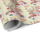 Santa & Rudolph Hug Christmas Wrapping Paper Geschenkpapier (Rolleneckpunkt)