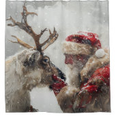 Santa Rudolph Snowing Winterszene Duschvorhang (Vorderseite)
